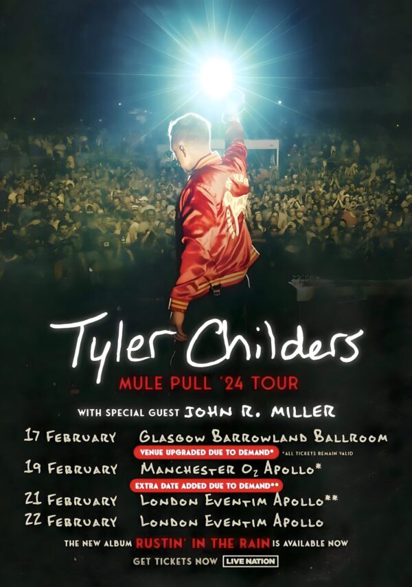 TYLER CHILDERS Mule Pull - Rustin’ In The Rain 2024 UK Tour Poster