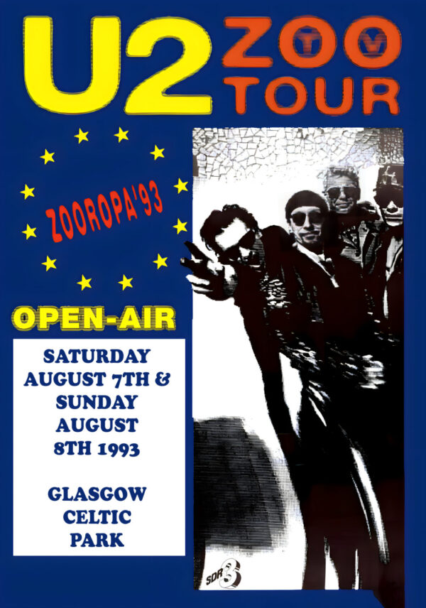 U2 Zoo TV 1993 World Tour: GLASGOW Central Park Poster Print