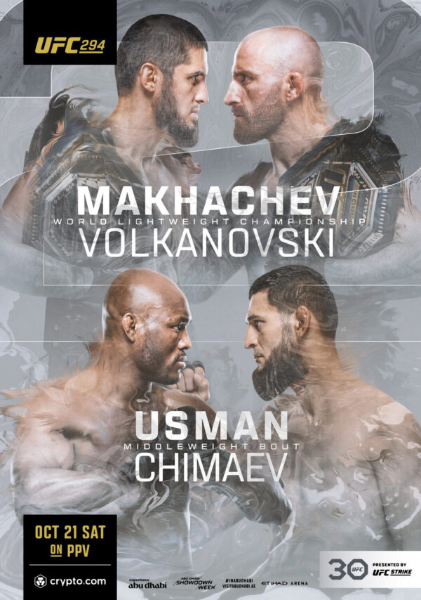 UFC 294 Islam Makhachev vs. Alex Volkanovski 2 - Kamaru Usman vs. Khamzat Chimaev 2023 Fight Poster Print