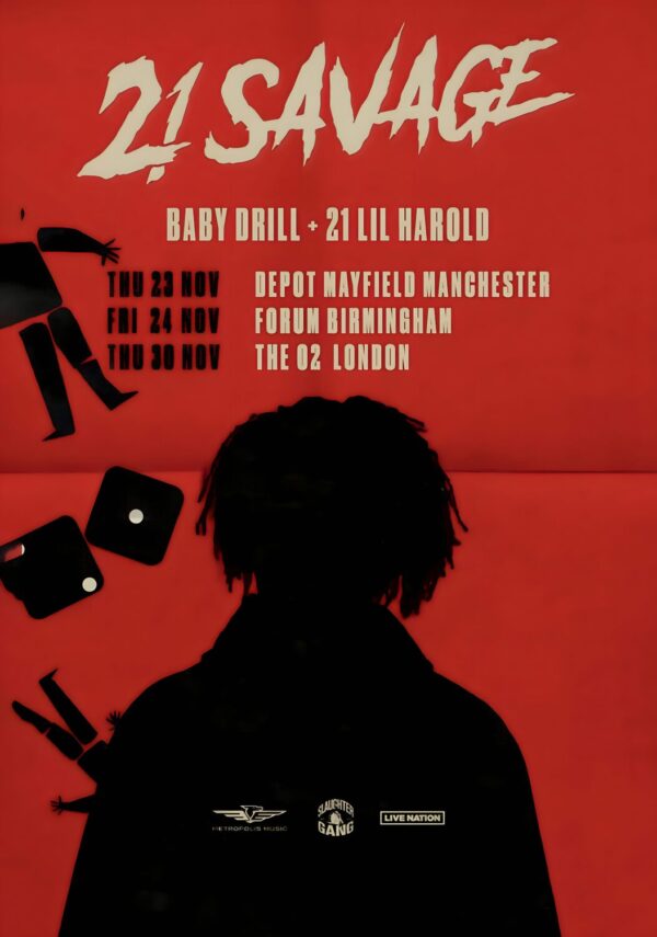 21 SAVAGE UK Tour 2023: Manchester-Birmingham-London Poster