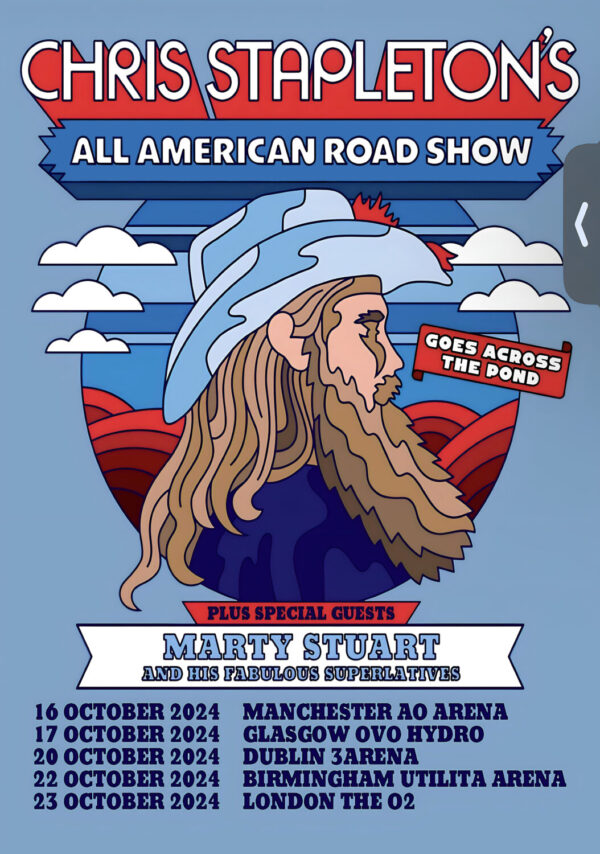 CHRIS STAPLETON All American Road Show 2024 UK Tour Poster