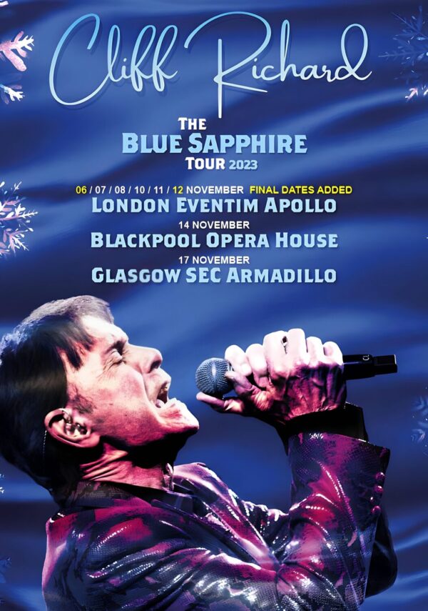 CLIFF RICHARD The Blue Sapphire 2023 UK Tour Poster
