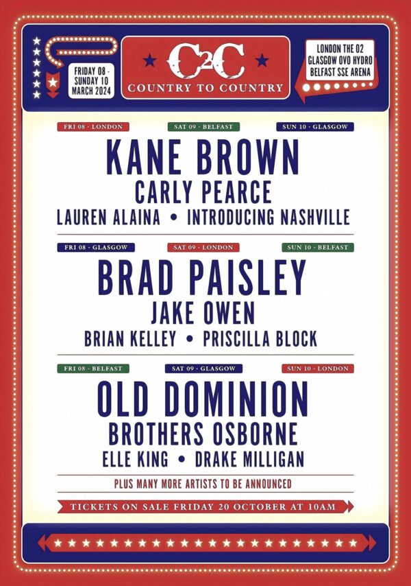 COUNTRY TO COUNTRY 2024 UK Tour: LONDON - GLASGOW - BELFAST Poster