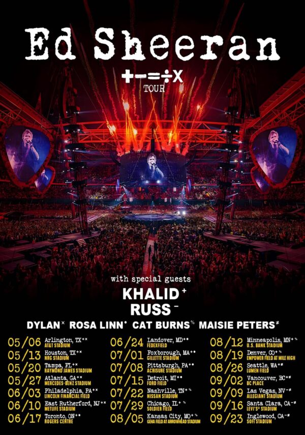 ED SHEERAN +-=÷x North America 2023 Stadium Tour Poster