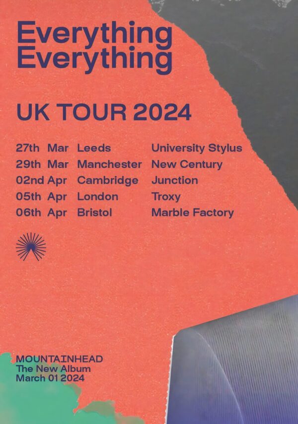 EVERYTHING EVERYTHING Mountainhead 2024 UK Tour Poster