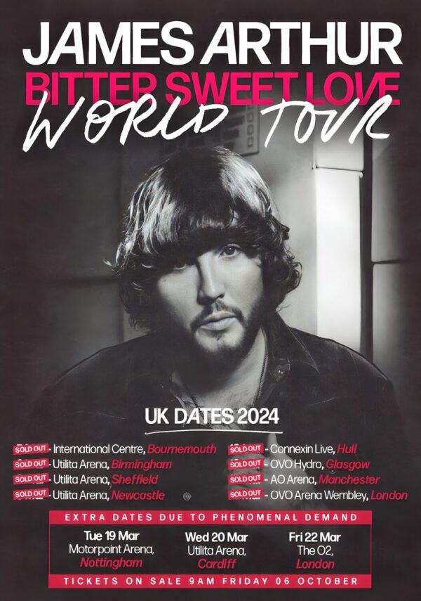 JAMES ARTHUR Bitter Sweet Love 2024 UK Tour Poster