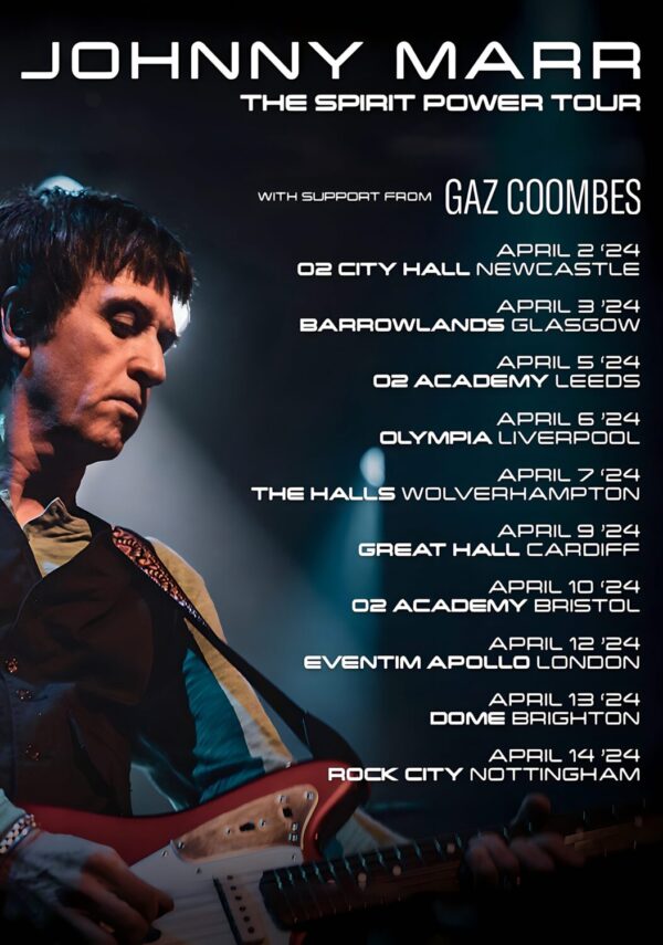 JOHNNY MARR The Spirit Power (Best Of) 2024 UK Tour Poster