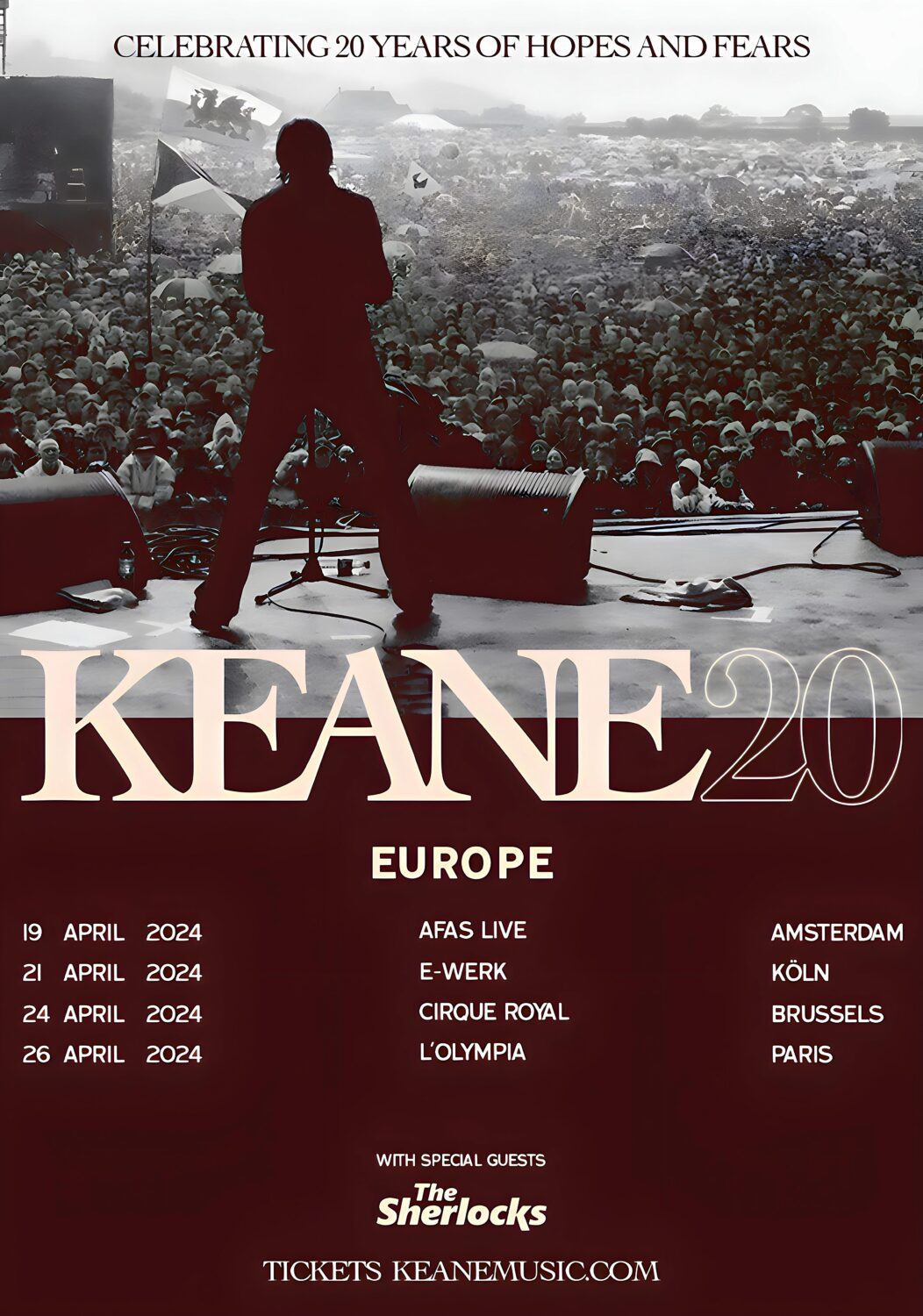 KEANE Hopes & Fears 20th Anniversary Tour Europe 2024 Poster