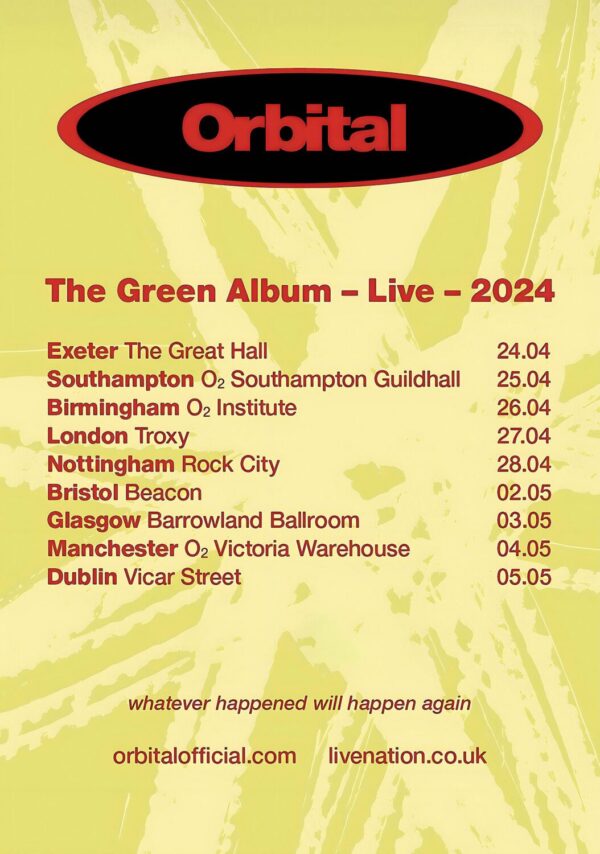 ORBITAL (band) The Green Album Live 2024 UK Tour Poster