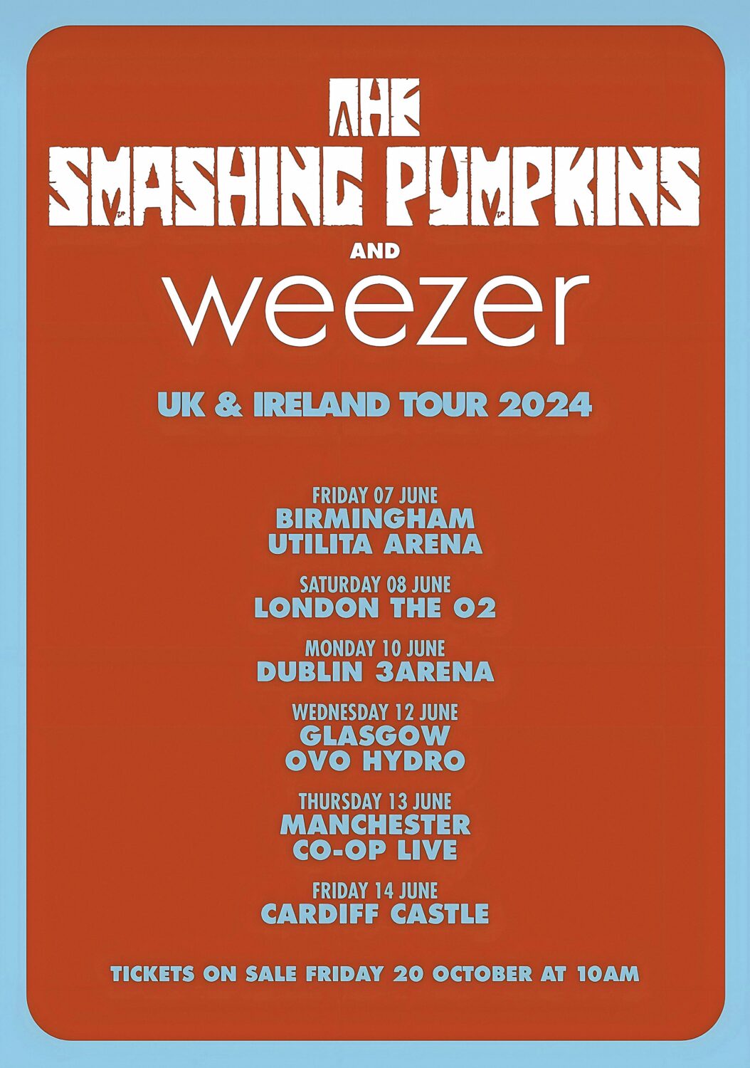 THE SMASHING PUMPKINS WEEZER 2024 Tour Poster