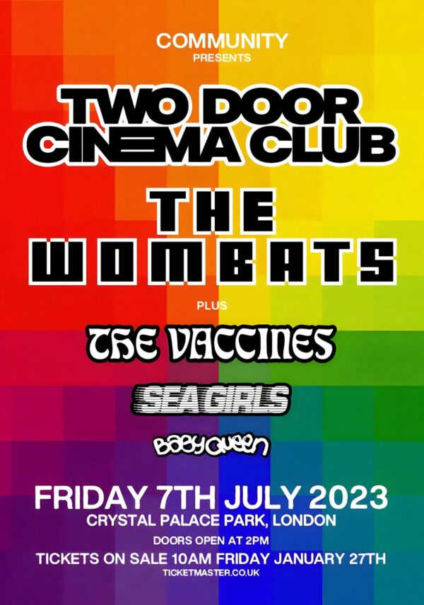 TWO DOOR CINEMA CLUB Keep On Smiling 2023 Summer UK Tour: LONDON Crystal Palace Park Poster