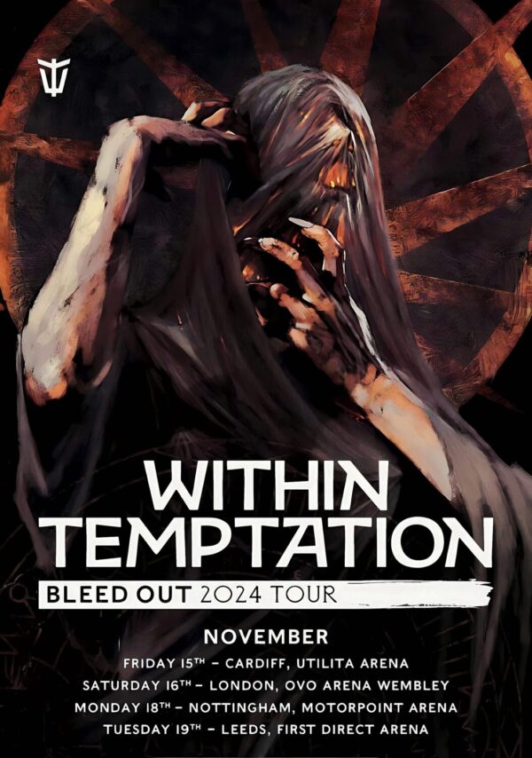 WITHIN TEMPTATION Bleed Out 2024 UK Arena Tour Poster