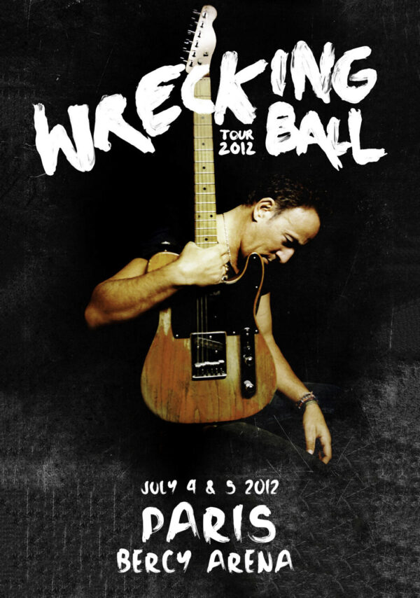 BRUCE SPRINGSTEEN & E Street Band 2012 Wrecking Ball World Tour: PARIS Bercy Arena Poster Print