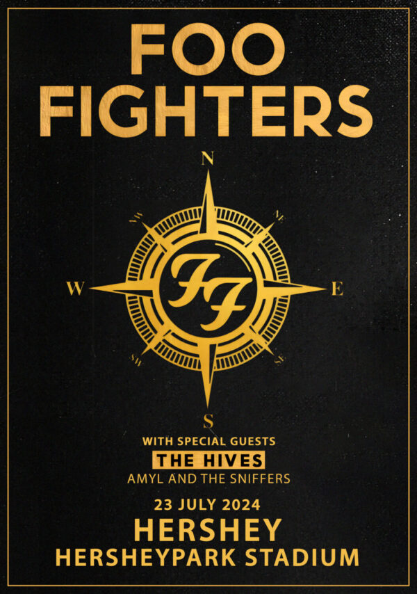 FOO FIGHTERS Everything or Nothing 2024 North American Stadium Tour: HERSHEY, PA — Hersheypark Stadium Poster
