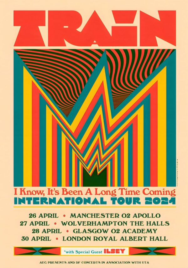 TRAIN (band) I Know It’s Been A Long Time Coming 2024 UK Tour Poster Print