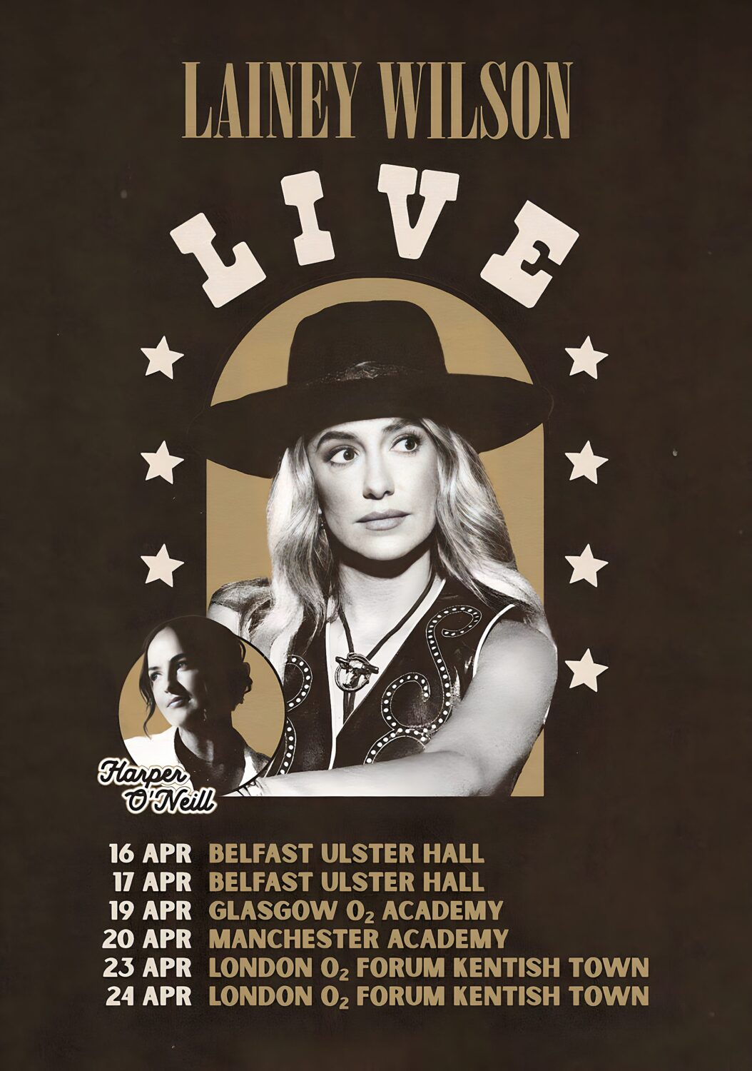 LAINEY WILSON Sayin’ What I’m Thinking’ Live 2024 UK Tour Poster