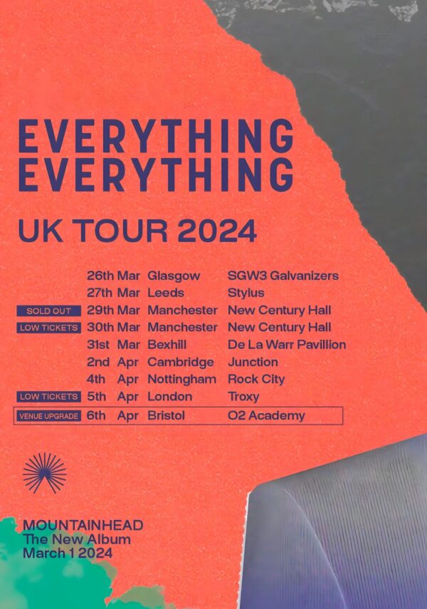 EVERYTHING EVERYTHING (band) Mountainhead 2024 UK Tour Poster