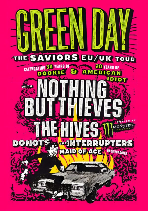 GREEN DAY The Saviors European & UK 2024 Stadium Tour Poster