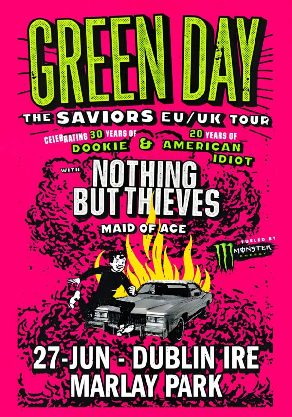 GREEN DAY The Saviors 2024 Ireland Tour: DUBLIN Marlay Park - 27 June 2024 Poster
