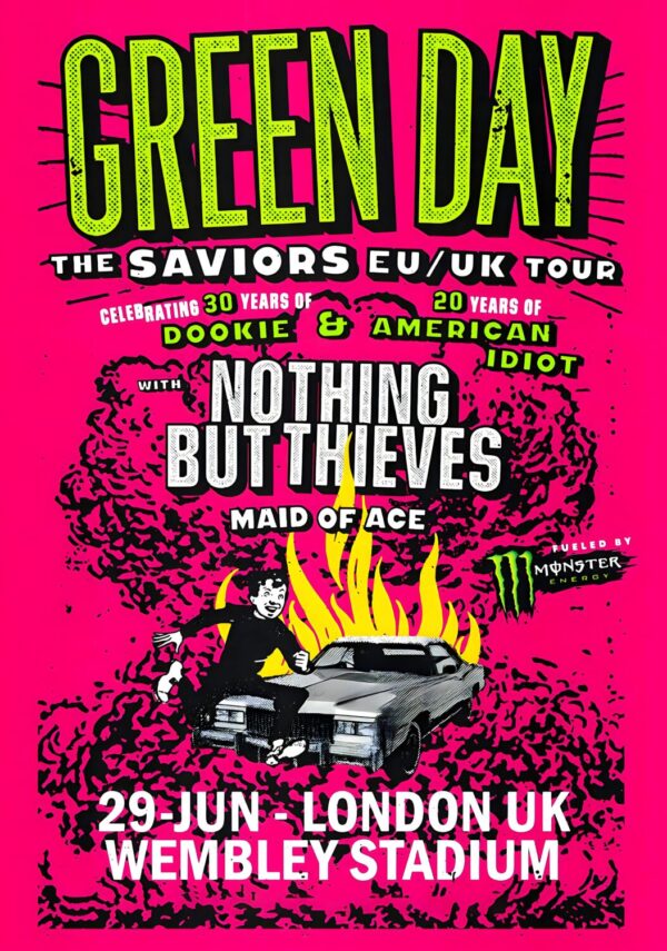 GREEN DAY The Saviors 2024 UK Tour: LONDON Wembley Stadium - 29 June 2024 Poster