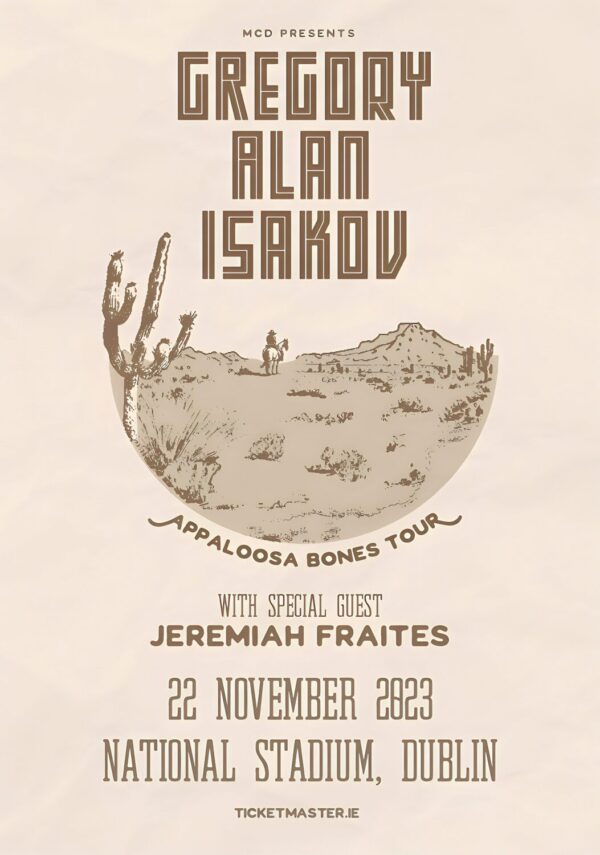 GREGORY ALAN ISAKOV Appaloosa Bones Tour 2023: DUBLIN National Stadium - 22 November 2023 Poster