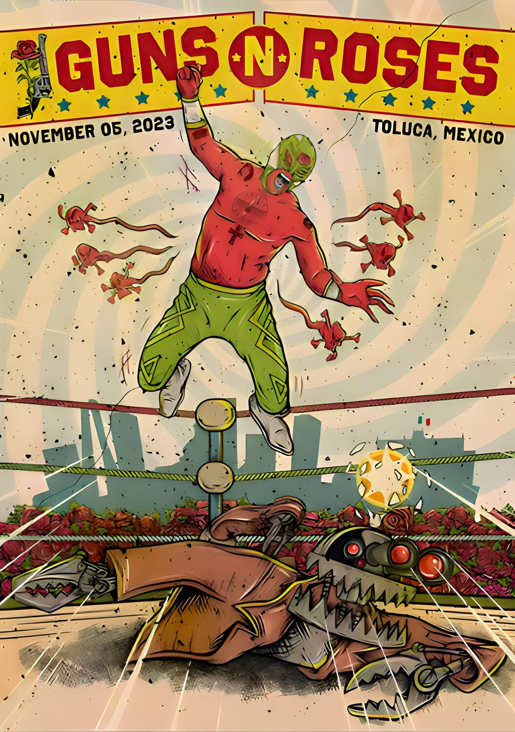 GUNS N ROSES We're F'N' Back! South America 2023 Tour: TOLUCA, Foro Pegaso, Mexico - 5 November 2023 Poster