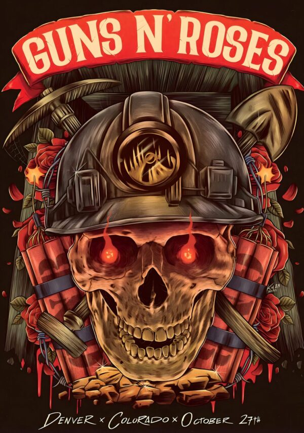 GUNS N ROSES We're F'N' Back! North America 2023 Tour: DENVER Ball Arena - 27 October 2023 Poster