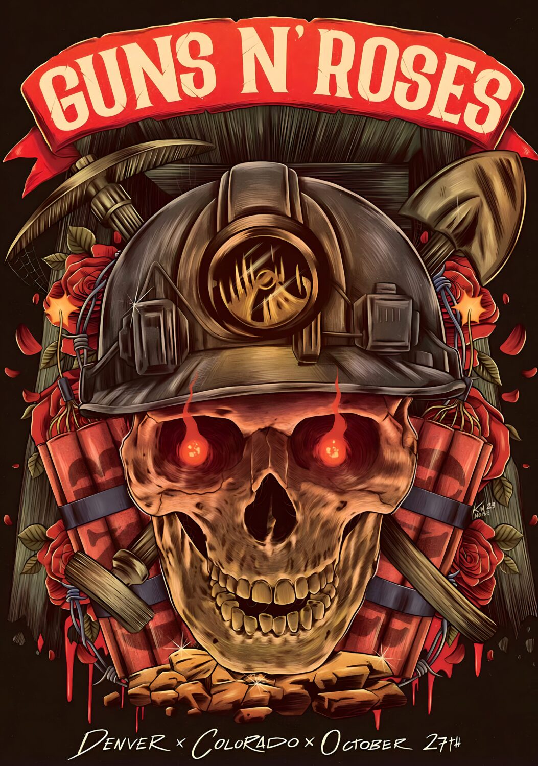 GUNS N ROSES We're F'N' Back! North America 2023 Tour: DENVER Ball Arena - 27 October 2023 Poster