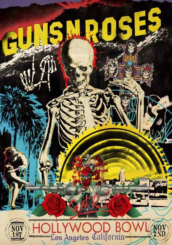 GUNS N ROSES We're F'N' Back! North America 2023 Tour: LOS ANGELES Hollywood Bowl - 1/2 November 2023 Poster
