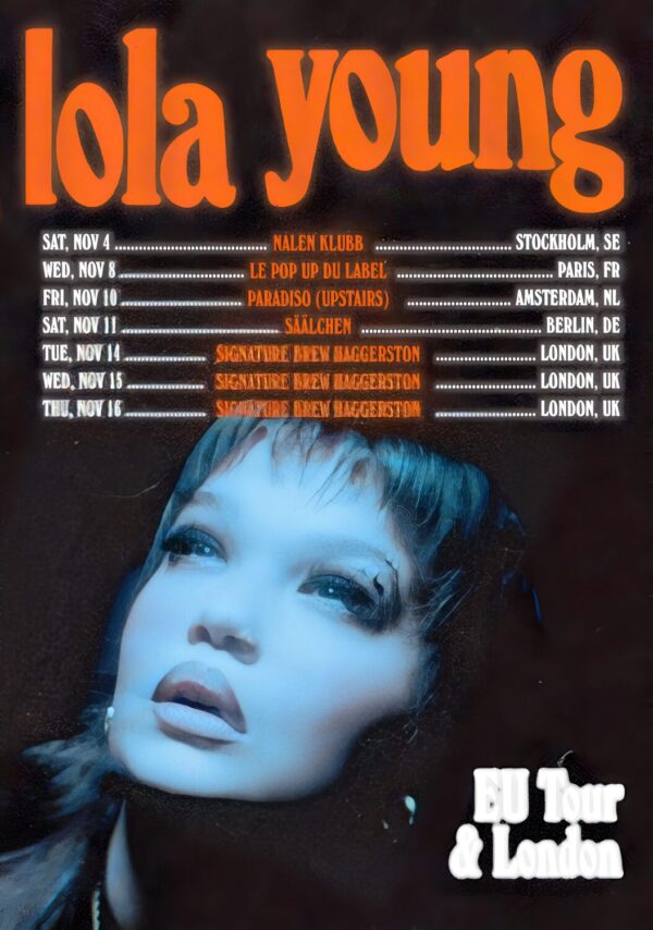 LOLA YOUNG My Mind Wanders and Sometimes Leaves Completely 2023 European & UK Tour Poster