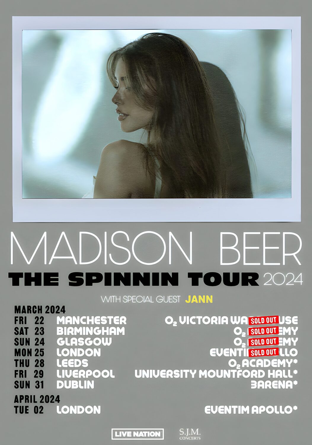 MADISON BEER The Spinning UK 2024 UK Tour Poster