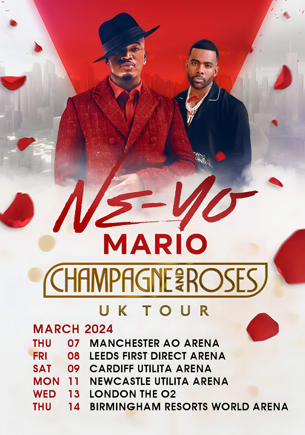 NEYO & MARIO Champagne & Roses 2024 UK Tour Poster
