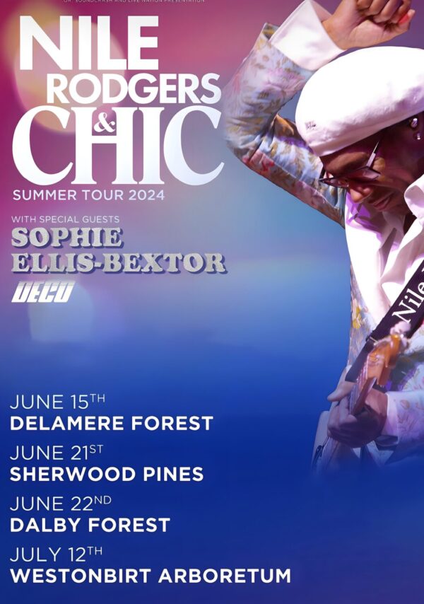 NILE RODGERS & CHIC Summer 2024 UK Tour: Delamere, Sherwood, Dalby & Westonbirt Poster