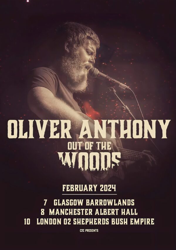 OLIVER ANTHONY Out Of The Woods 2024 UK Tour Poster