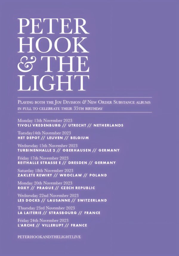 PETER HOOK & THE LIGHT November 2023 European Tour Poster