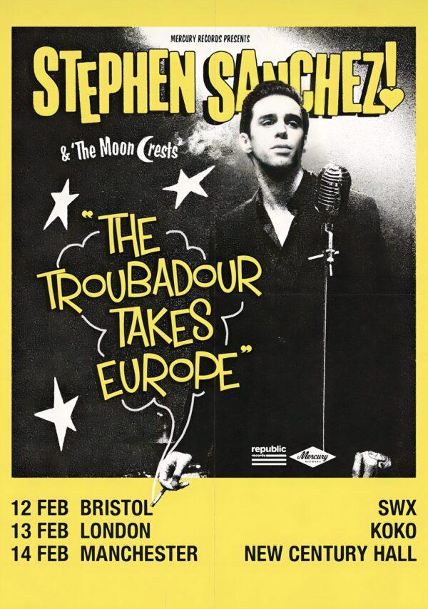 STEPHEN SANCHEZ The Troubadour Takes Europe 2024 UK Tour Poster