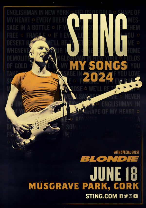 STING My Songs 2024 UK Tour: CORK Musgrave Park Poster