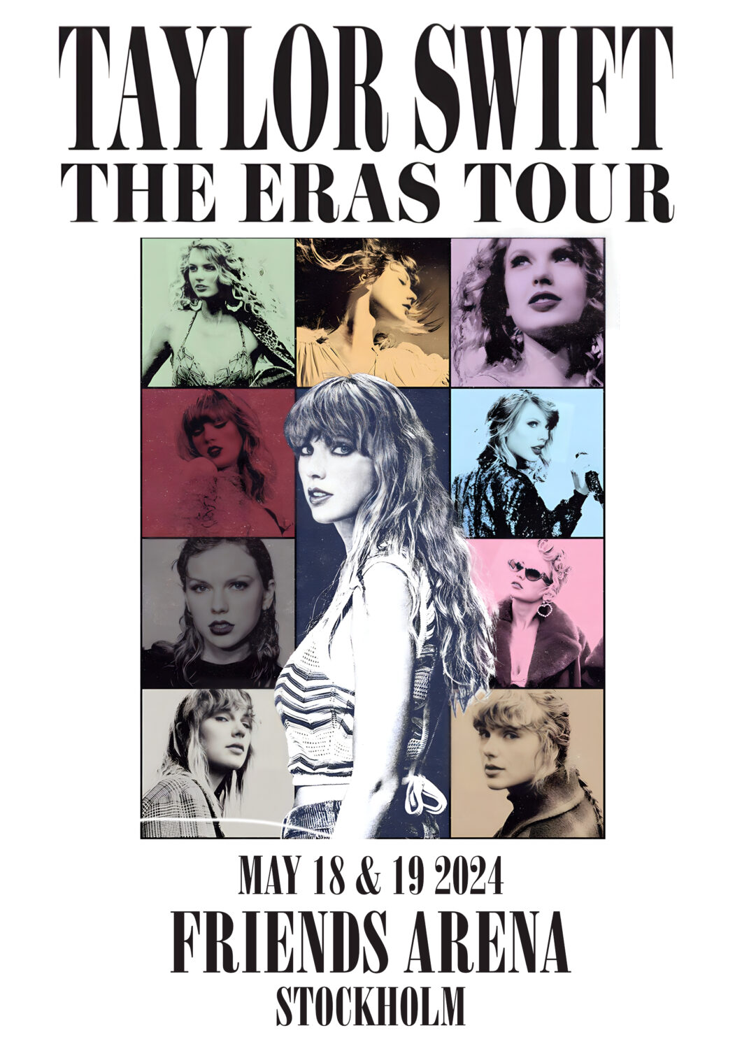 TAYLOR SWIFT Eras Stadium 2024 World Tour Stockholm Poster