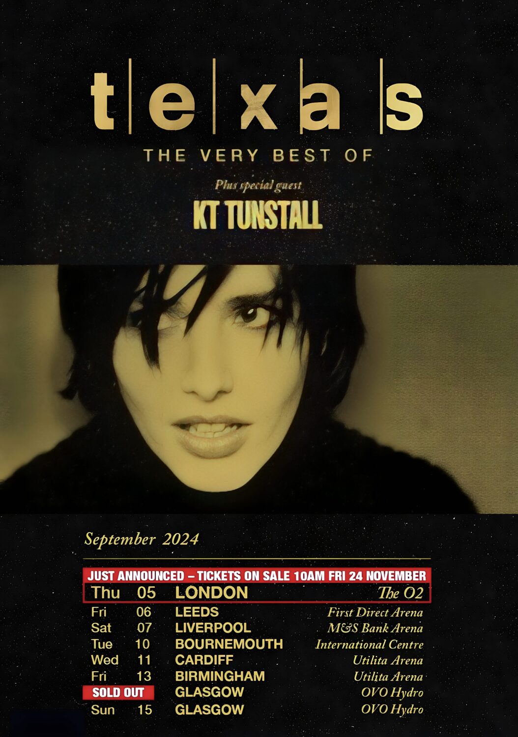 TEXAS (band) The Very Best Of 2024 UK Tour Poster