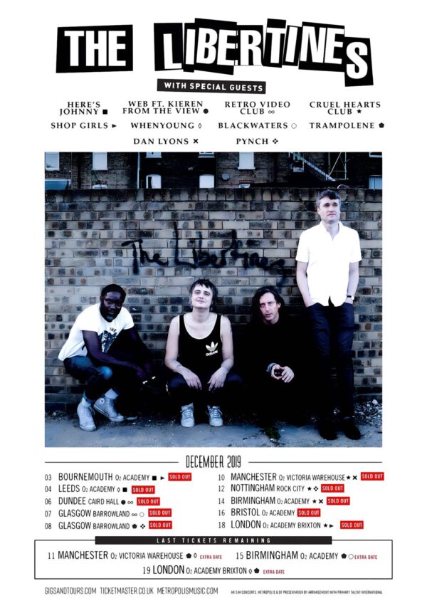 THE LIBERTINES December 2019 UK Tour Poster