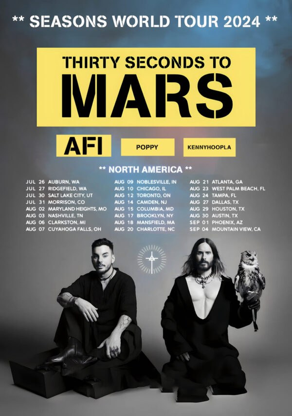 THIRTY SECONDS TO MARS Seasons 2024 World Tour: North America Poster