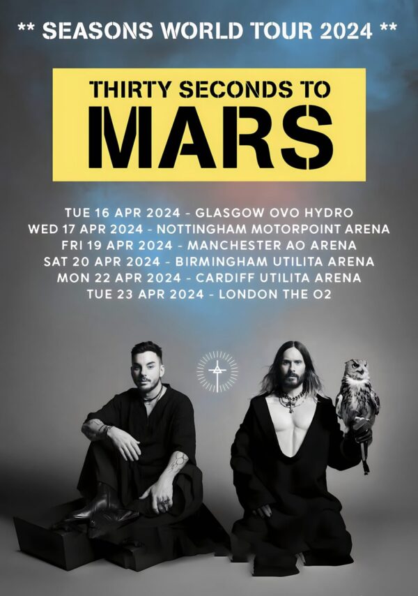 THIRTY SECONDS TO MARS Seasons 2024 UK Tour Poster