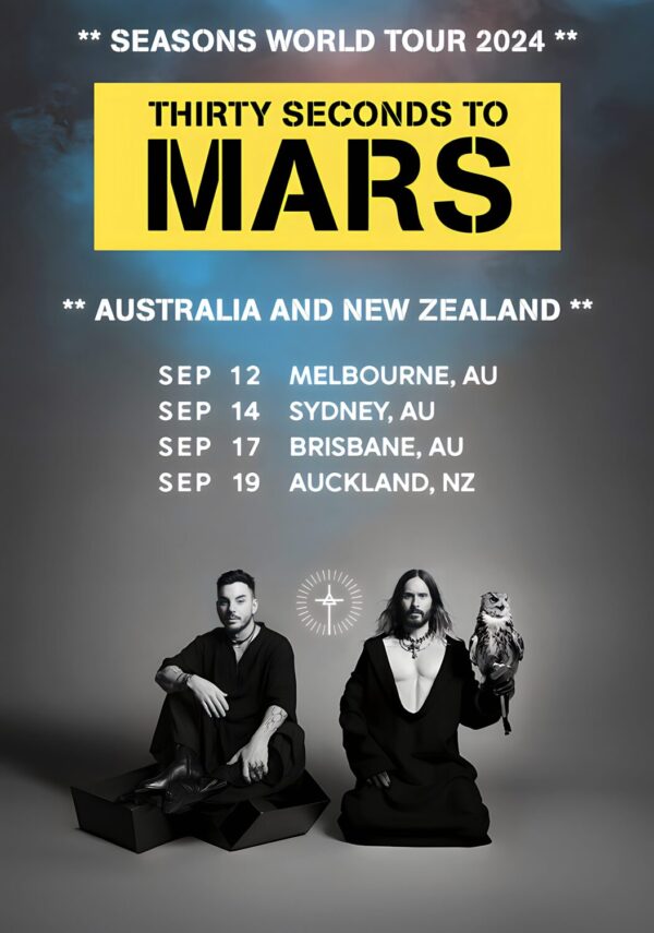 THIRTY SECONDS TO MARS Seasons 2024 World Tour: Australia & New Zealand Poster