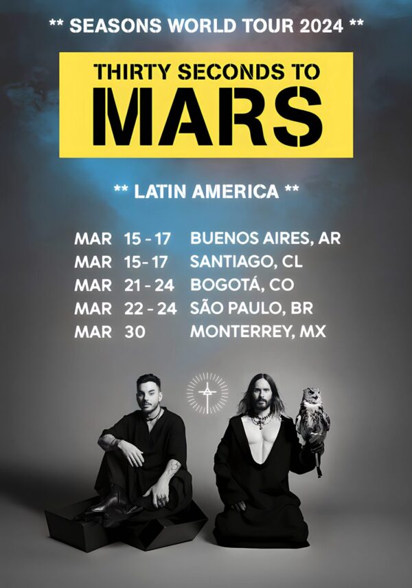 THIRTY SECONDS TO MARS Seasons 2024 World Tour: Latin America Poster