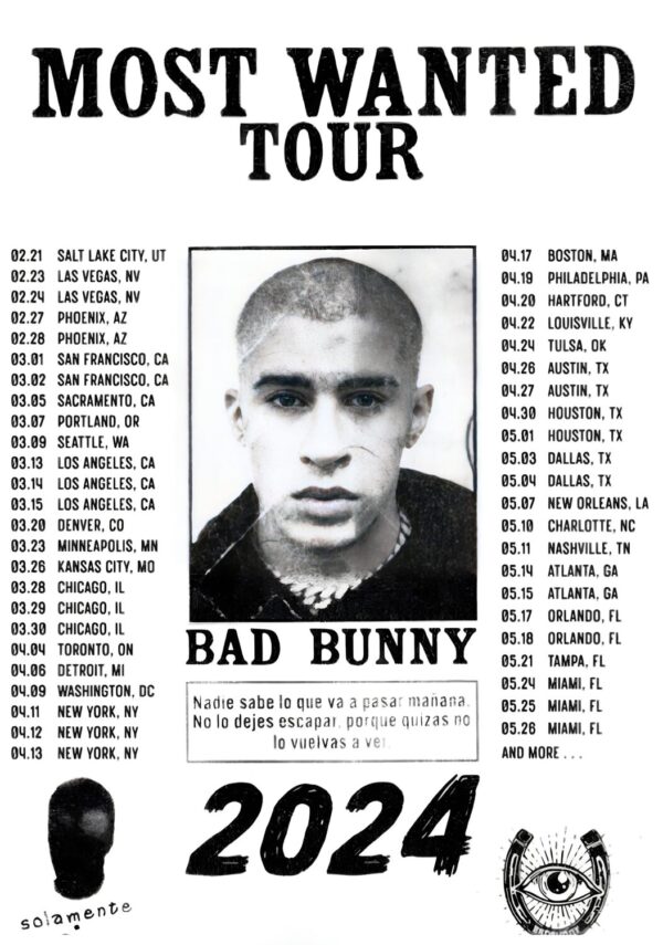 BAD BUNNY Most Wanted 2024 North American Tour Poster Print