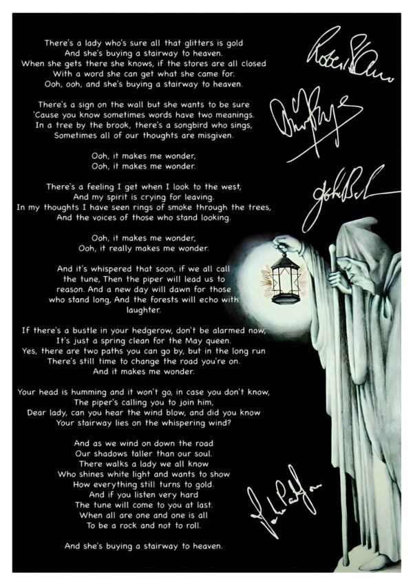 Led Zeppelin Stairway to Heaven Lyric Poster Print