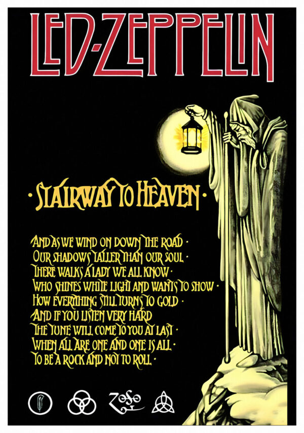 LED ZEPPELIN Stairway to Heaven Lyrics Sheet Poster Print