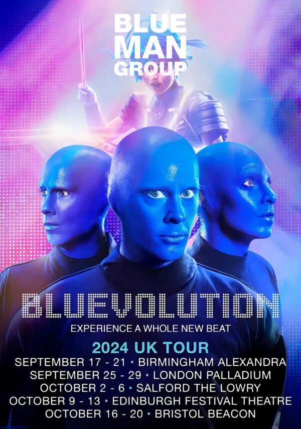 BLUE MAN GROUP Bluevolution 2024 UK Tour Poster