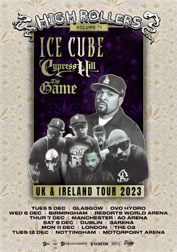 ICE CUBE - CYPRESS HILL - THE GAME High Rollers Vol. 1 2023 UK & Ireland Tour Poster Print