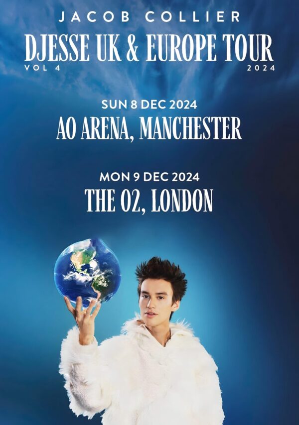JACOB COLLIER Jesse UK & Europe 2024 Vol. 4 Tour: MANCHESTER AO Arena & LONDON O2 Arena Poster